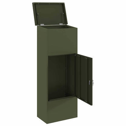 Brevlåda Paketbox med lagring med lås Olivgrön 44,5 x 29 x 110,5 cm Stål