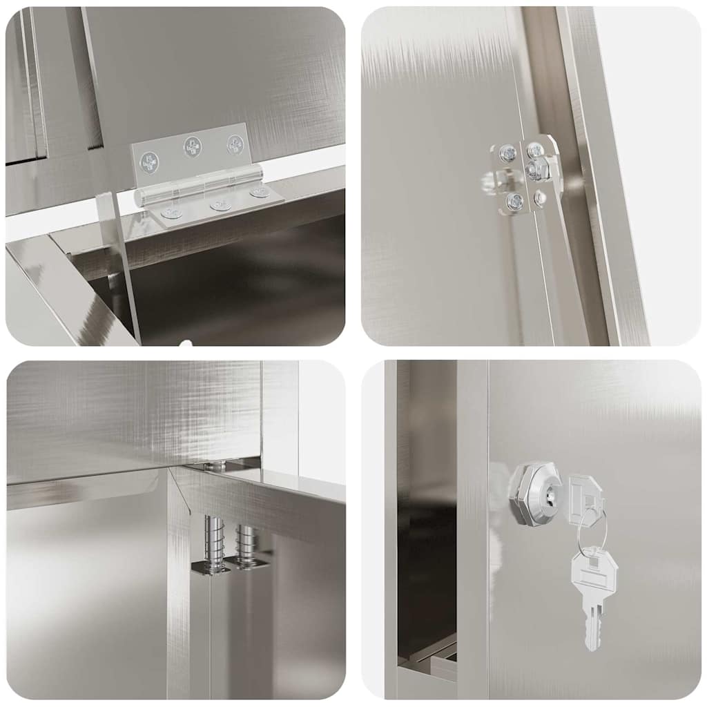 Brevlåda Paketbox med lagring Silver 44,5 x 29 x 110,5 cm Rostfritt stål