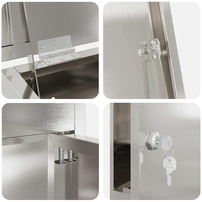 Brevlåda Paketbox med lagring Silver 44,5 x 29 x 110,5 cm Rostfritt stål
