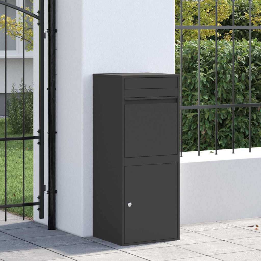 Brevlåda Paketbox med lagring med dörr Svart 41 x 38 x 103 cm Stål