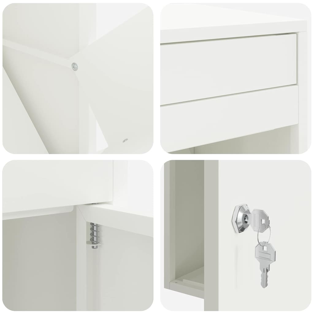 Brevlåda Paketbox med lagring med dörr med lås Vit 41 x 38 x 103 cm Stål