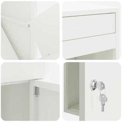 Brevlåda Paketbox med lagring med dörr med lås Vit 41 x 38 x 103 cm Stål