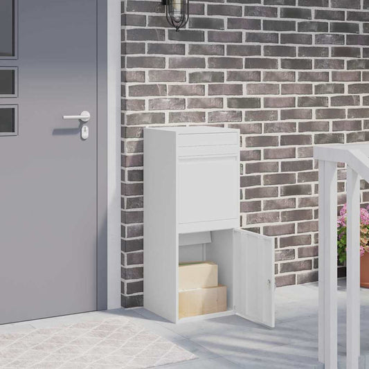 Brevlåda Paketbox med lagring med dörr med lås Vit 41 x 38 x 103 cm Stål