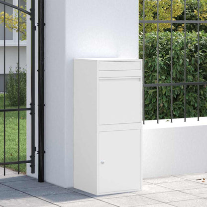 Brevlåda Paketbox med lagring med dörr med lås Vit 41 x 38 x 103 cm Stål