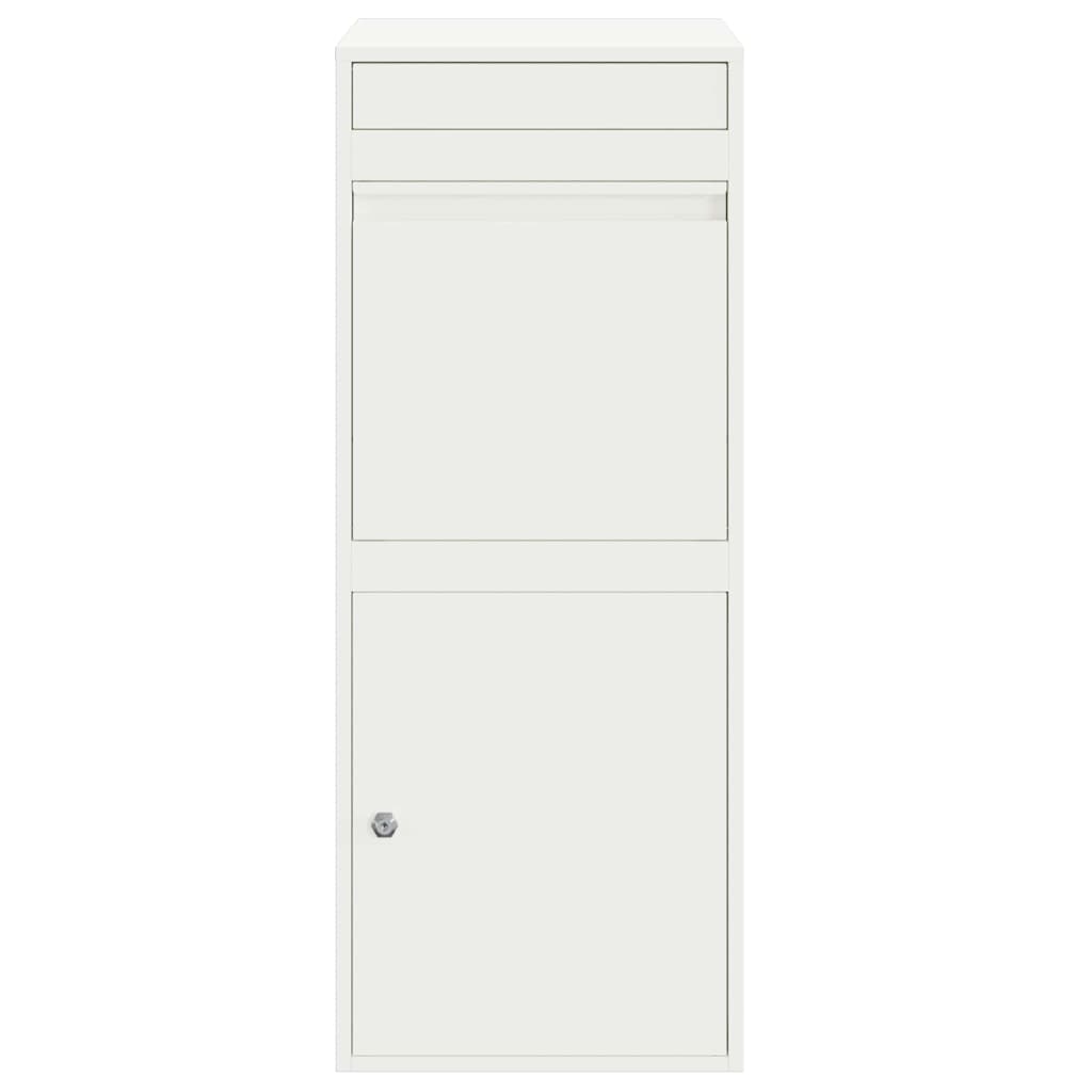 Brevlåda Paketbox med lagring med dörr med lås Vit 41 x 38 x 103 cm Stål
