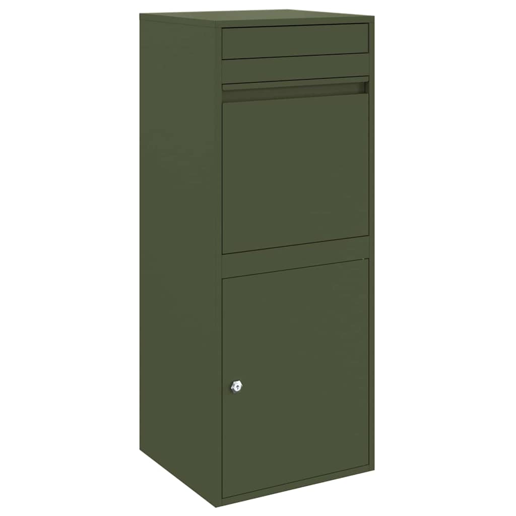 Brevlåda Paketbox med lagring med dörr Olivgrön 41 x 38 x 103 cm Stål