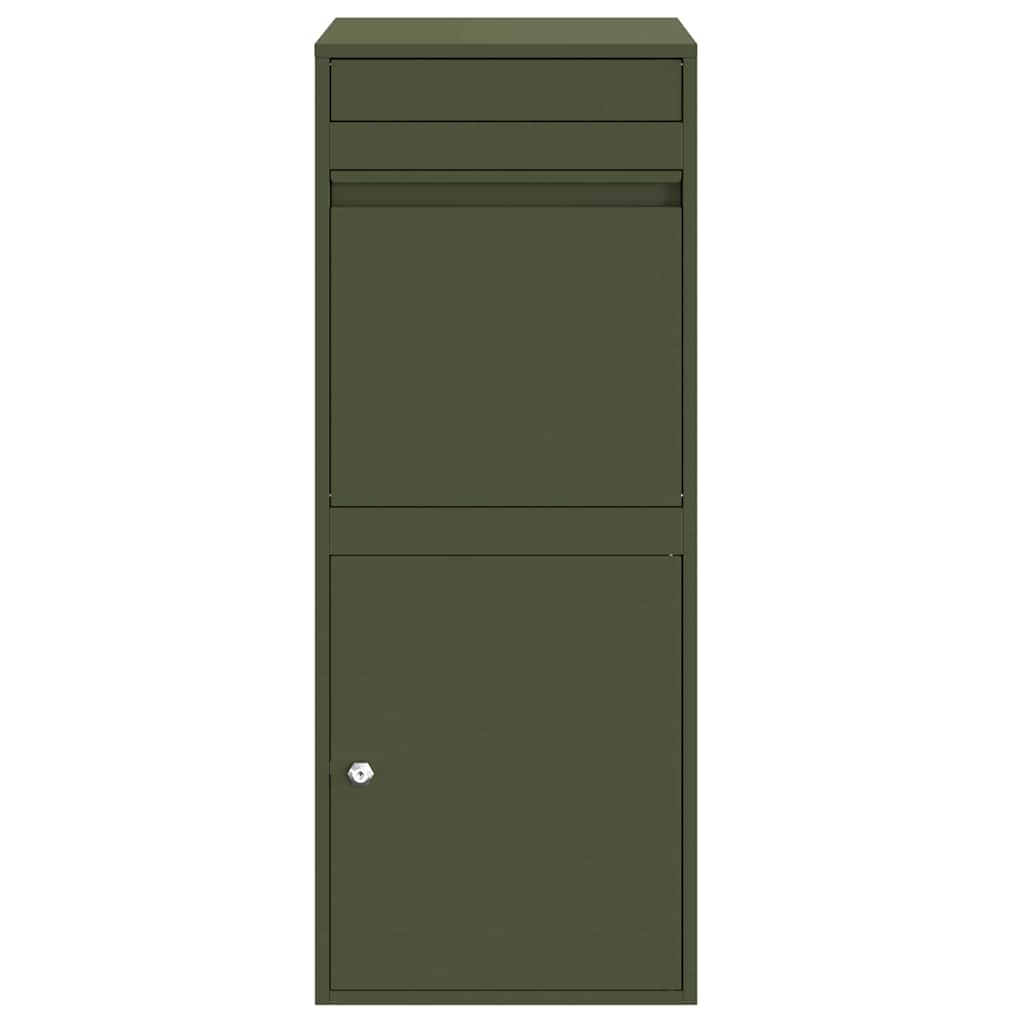 Brevlåda Paketbox med lagring med dörr Olivgrön 41 x 38 x 103 cm Stål