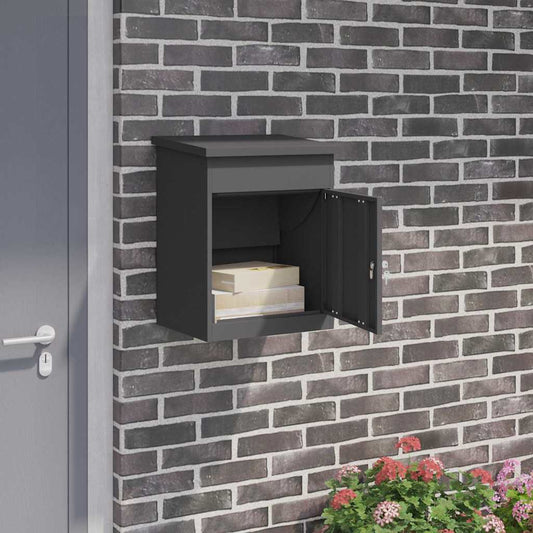 Brevlåda Paketbox med lagring med dörr Svart 47.5 x 38 x 59 cm Stål