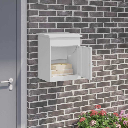 Brevlåda Paketbox med lagring med dörr Vit 47.5 x 38 x 59 cm Stål