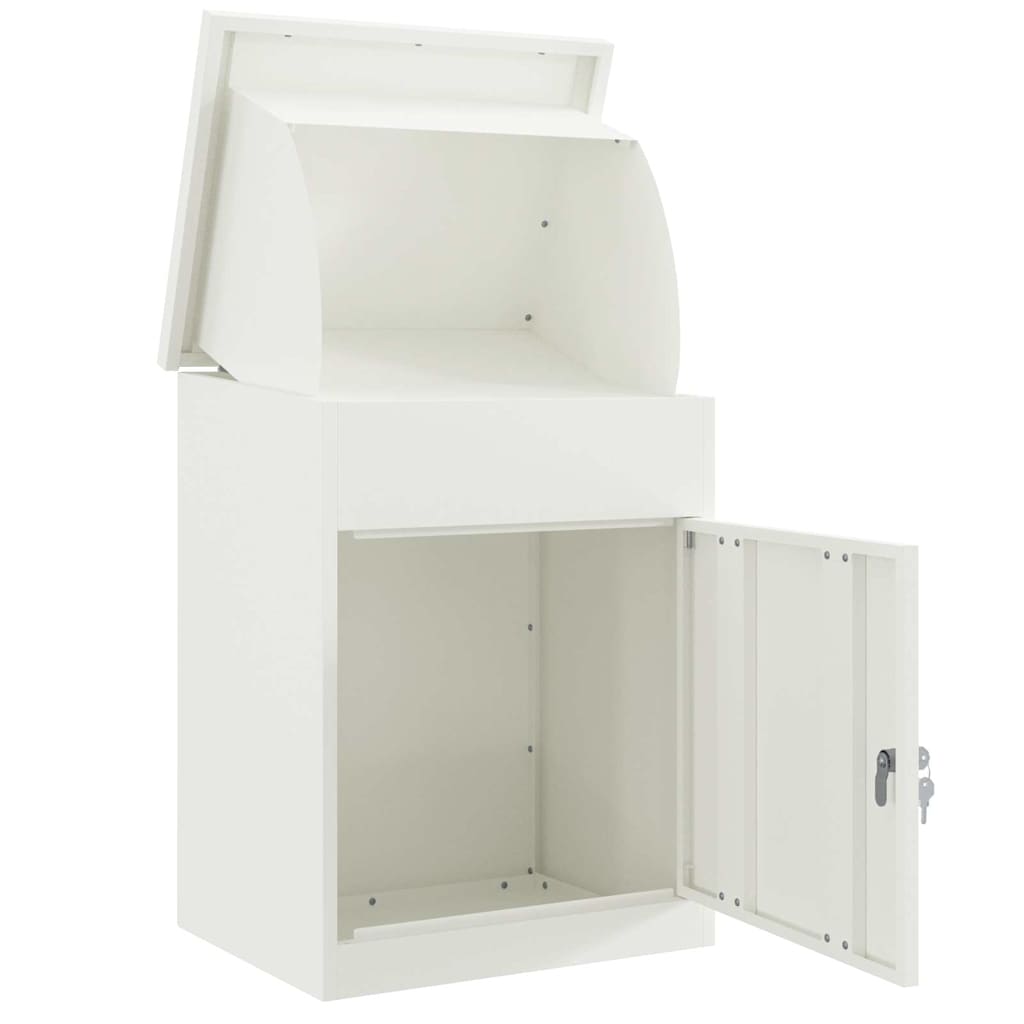 Brevlåda Paketbox med lagring med dörr Vit 47.5 x 38 x 59 cm Stål