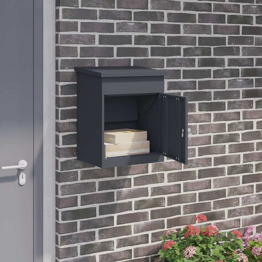 Brevlåda Paketbox med lagring med dörr Antracit 47.5 x 38 x 59 cm Stål