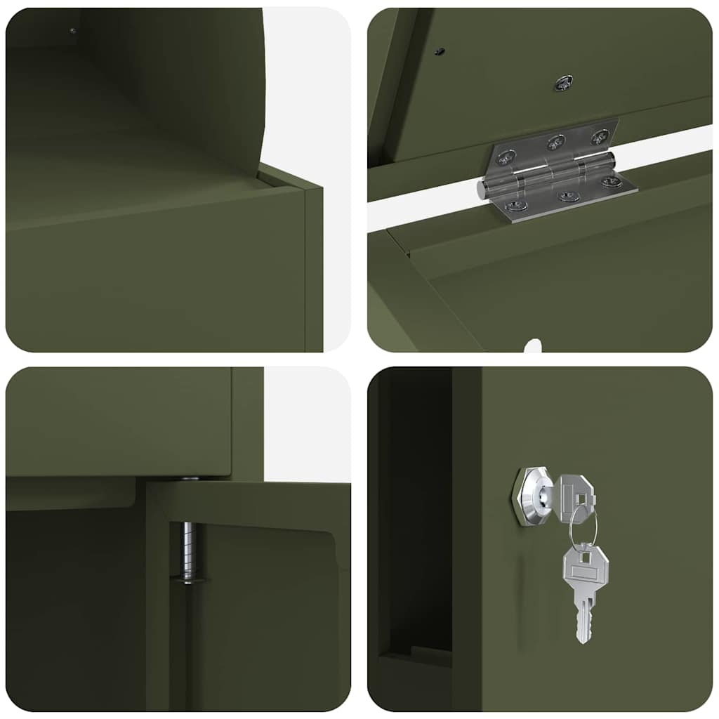 Brevlåda Paketbox med lagring med dörr Olivgrön 47.5 x 38 x 59 cm Stål