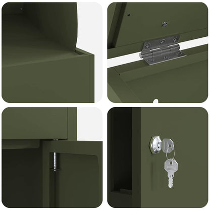 Brevlåda Paketbox med lagring med dörr Olivgrön 47.5 x 38 x 59 cm Stål