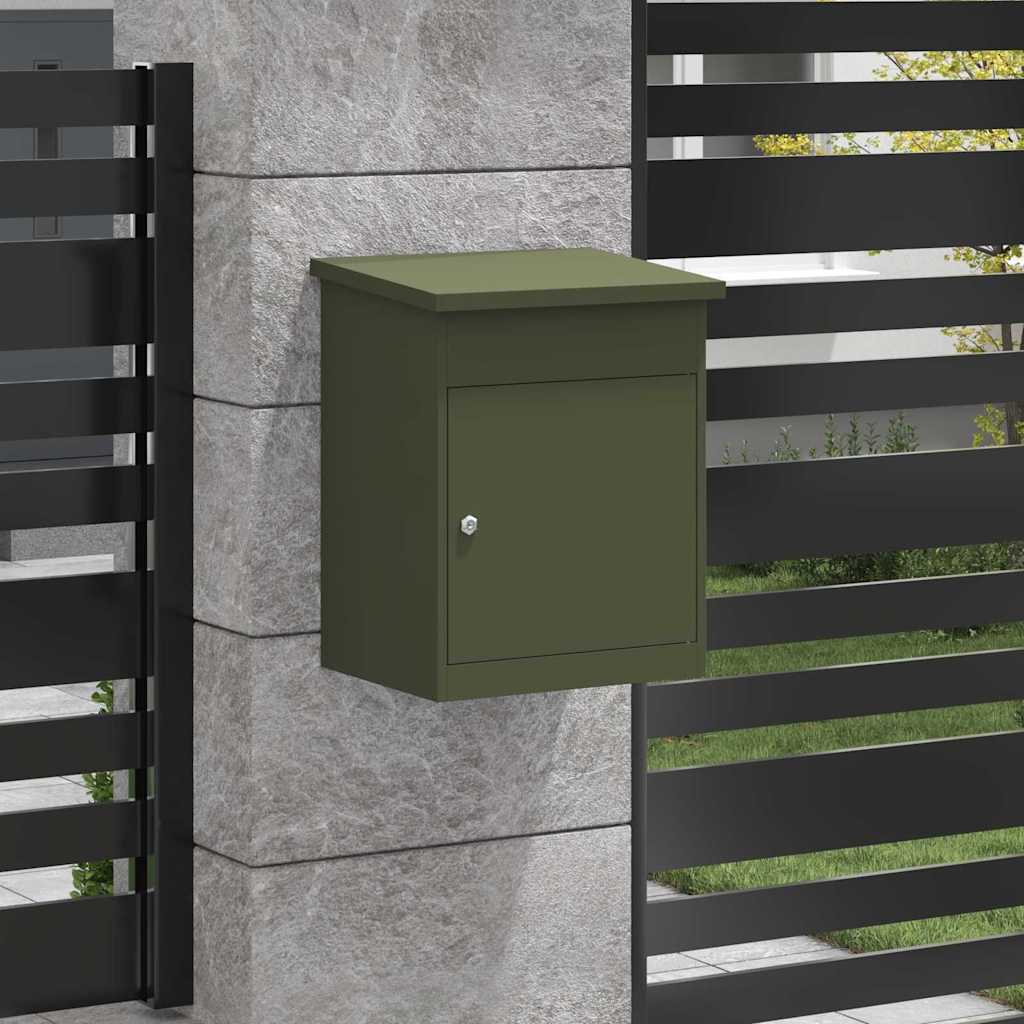 Brevlåda Paketbox med lagring med dörr Olivgrön 47.5 x 38 x 59 cm Stål