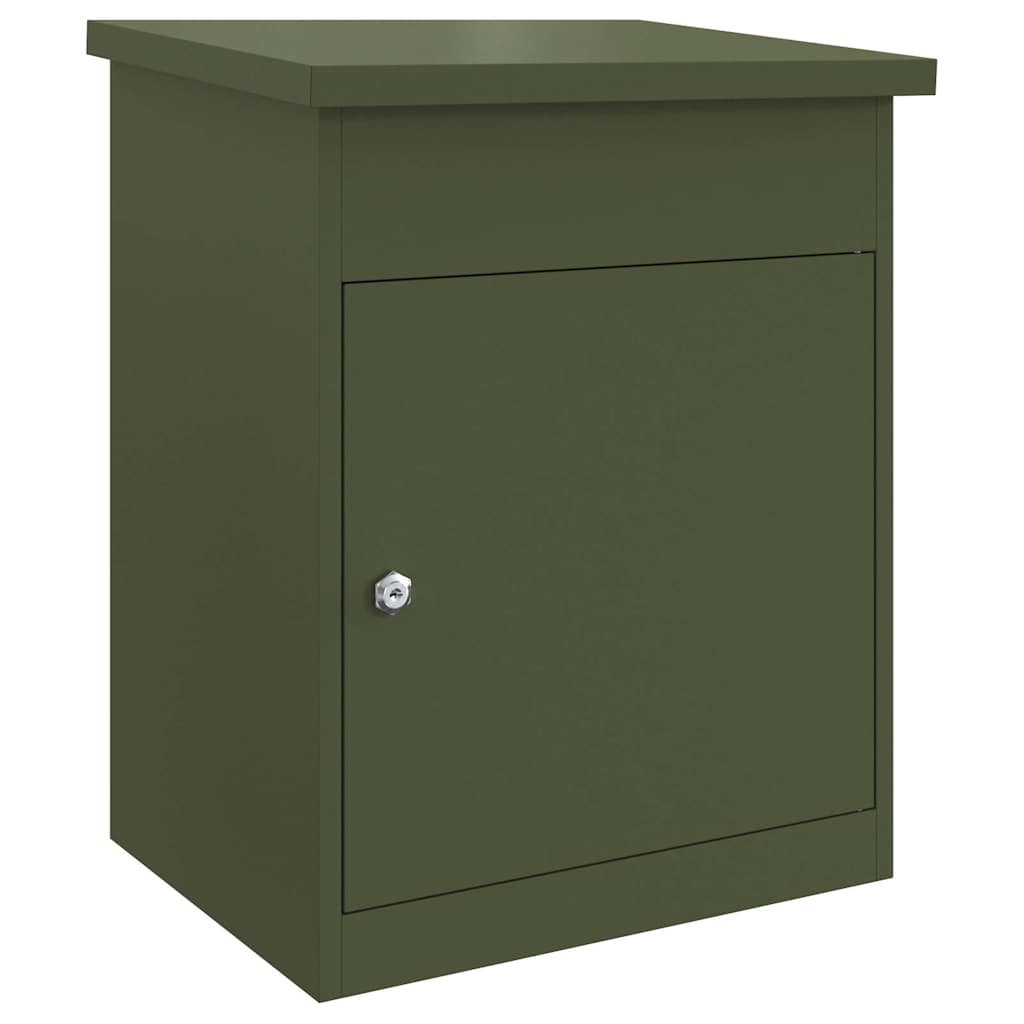 Brevlåda Paketbox med lagring med dörr Olivgrön 47.5 x 38 x 59 cm Stål