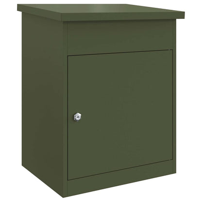 Brevlåda Paketbox med lagring med dörr Olivgrön 47.5 x 38 x 59 cm Stål