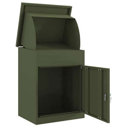 Brevlåda Paketbox med lagring med dörr Olivgrön 47.5 x 38 x 59 cm Stål