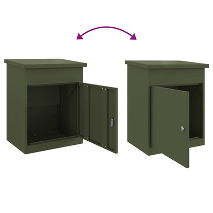 Brevlåda Paketbox med lagring med dörr Olivgrön 47.5 x 38 x 59 cm Stål