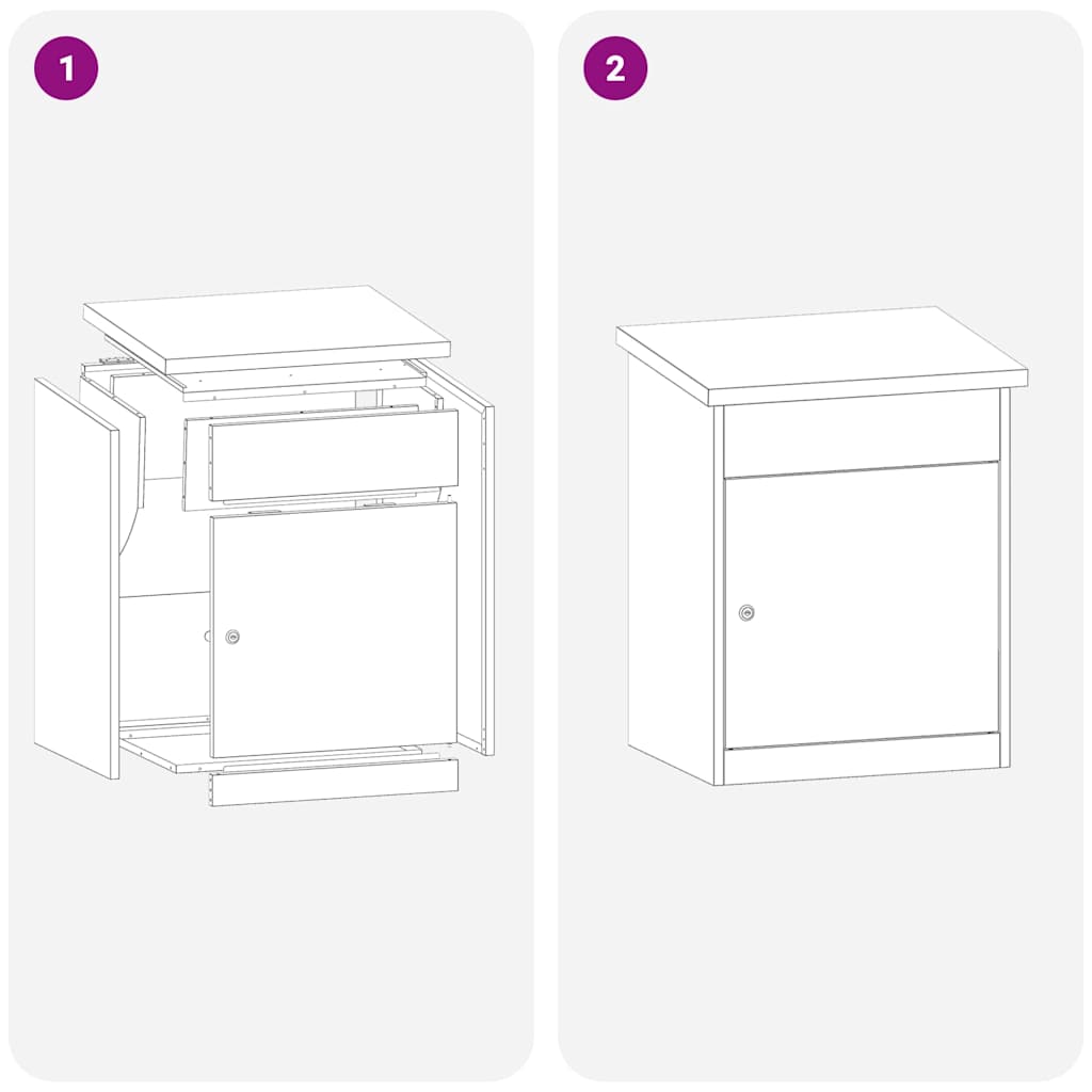 Brevlåda Paketbox med lagring Svart 47.5 x 38 x 59 cm Galvaniserat Stål