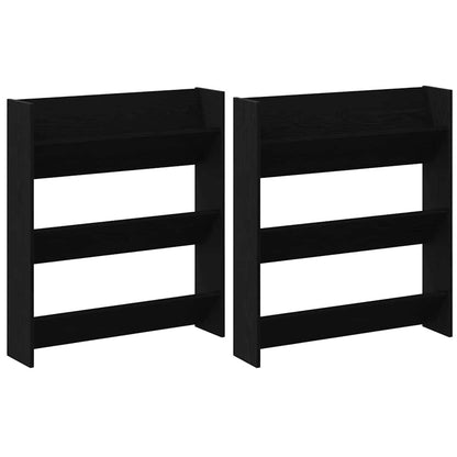 Skoställ Svart Ek med hylla Väggmonterad