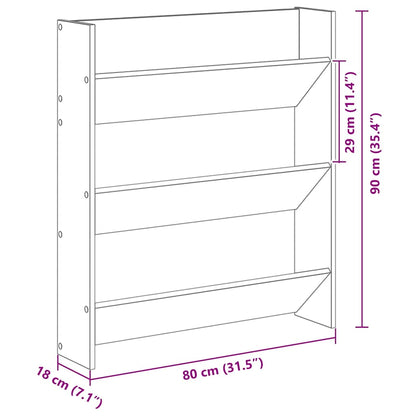 Skoställ Svart Ek med hylla Väggmonterad