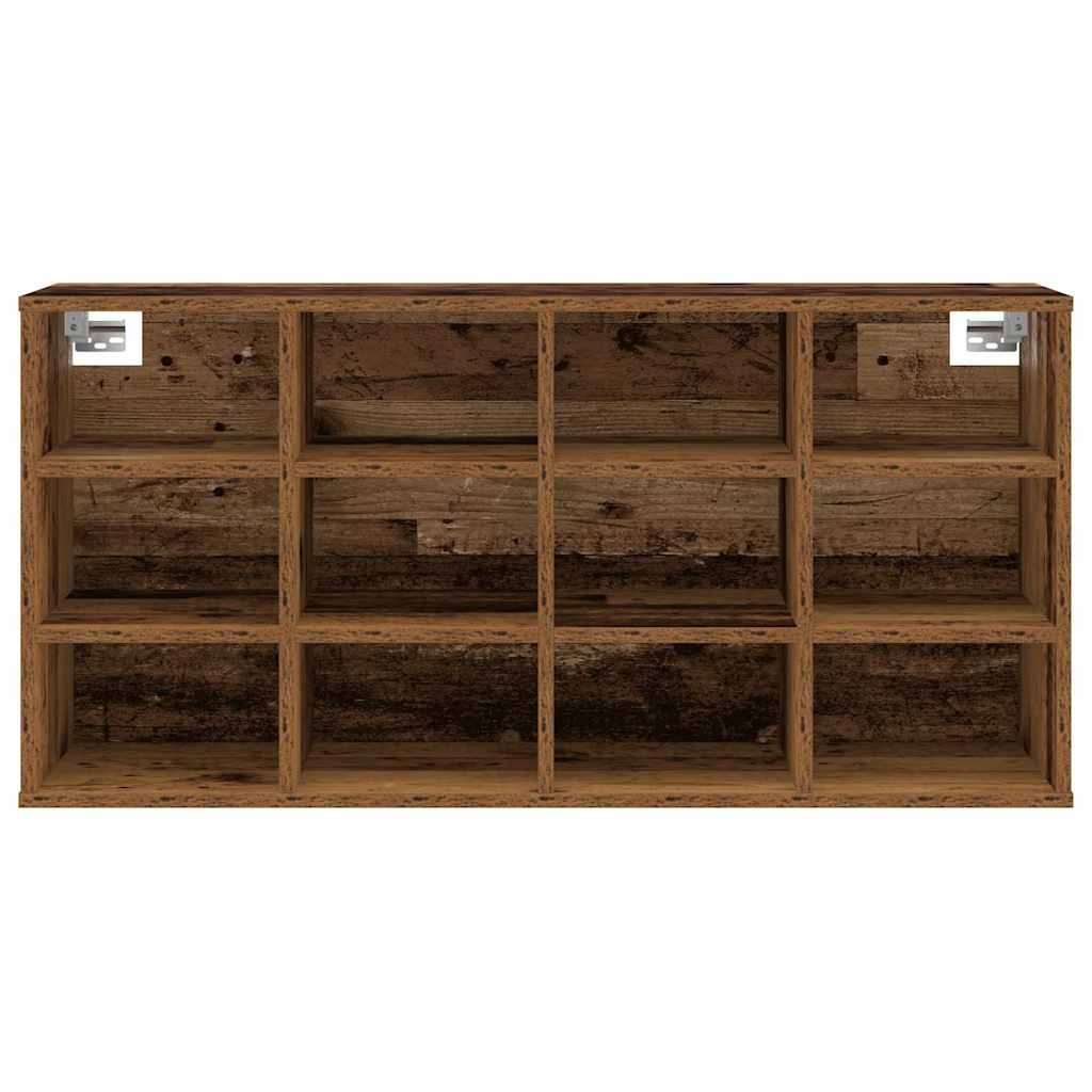 Skoställ Åldrat Trä Skoskåp med hylla 103 x 30 x 51 cm