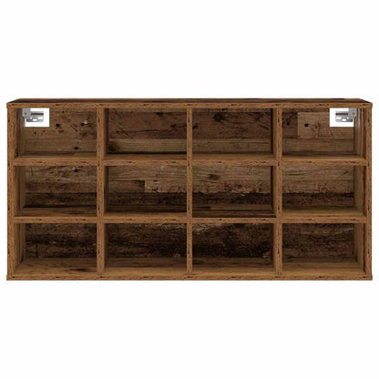Skoställ Åldrat Trä Skoskåp med hylla 103 x 30 x 51 cm