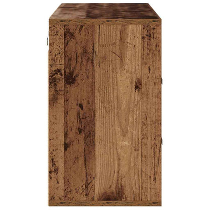 Skoställ Åldrat Trä Skoskåp med hylla 103 x 30 x 51 cm