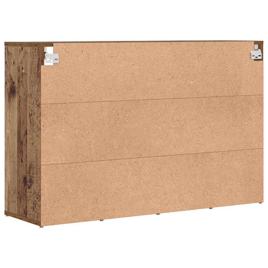 Skoställ Åldrat Trä Skoskåp med hylla 103 x 30 x 67 cm