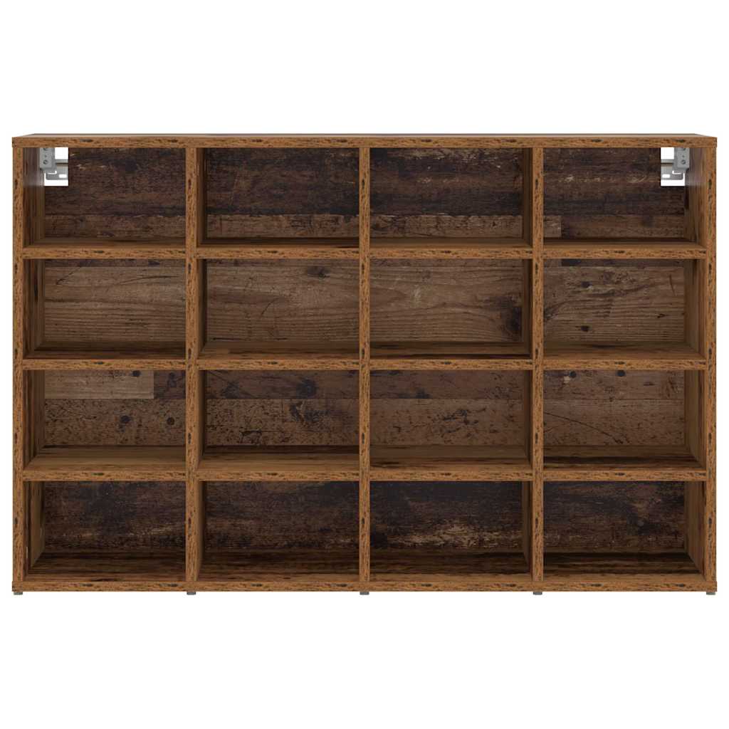 Skoställ Åldrat Trä Skoskåp med hylla 103 x 30 x 67 cm