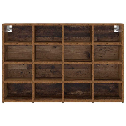 Skoställ Åldrat Trä Skoskåp med hylla 103 x 30 x 67 cm