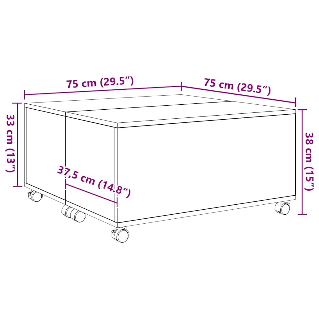 Soffbord Svart Ek 75 x 75 x 38 cm