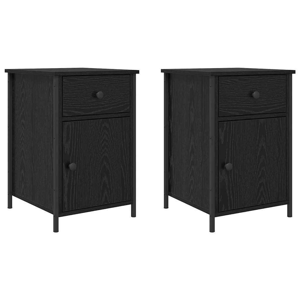 Nattduksbord 2 pcs Svart Ek 40 x 42 x 60 cm Konstruerat trä