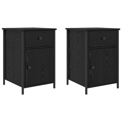 Nattduksbord 2 pcs Svart Ek 40 x 42 x 60 cm Konstruerat trä