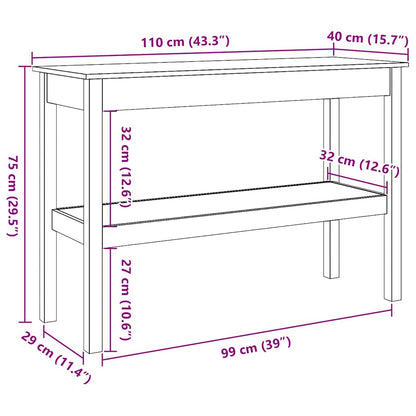 Avlastningsbord Konsollbord Brun med hylla Vaxbrun 110 x 40 x 75 cm Massiv furu