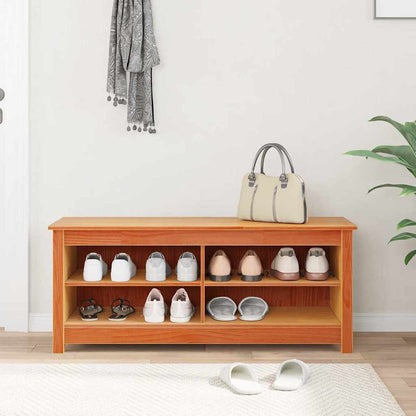 Förvaringsbänk med hylla Vaxbrun 110 x 38 x 45,5 cm Massiv furu