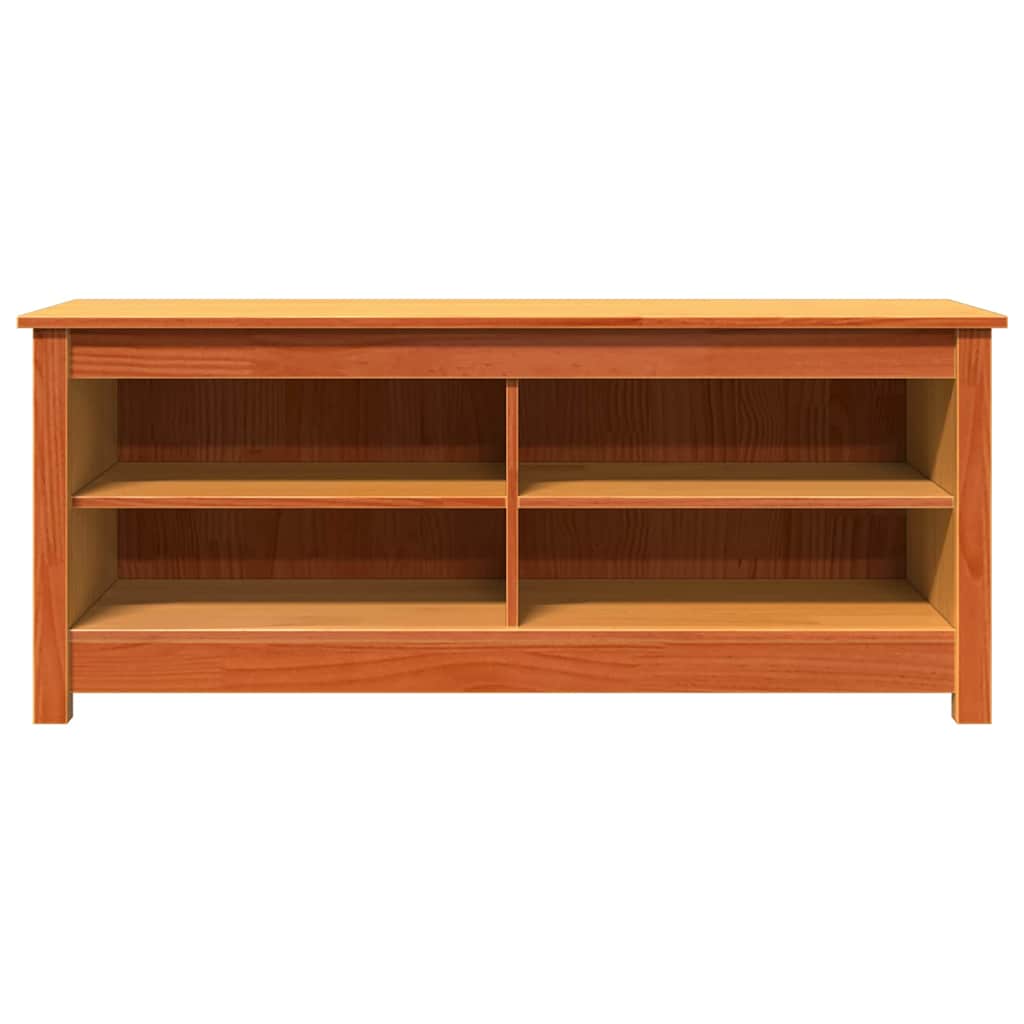 Förvaringsbänk med hylla Vaxbrun 110 x 38 x 45,5 cm Massiv furu
