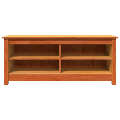 Förvaringsbänk med hylla Vaxbrun 110 x 38 x 45,5 cm Massiv furu