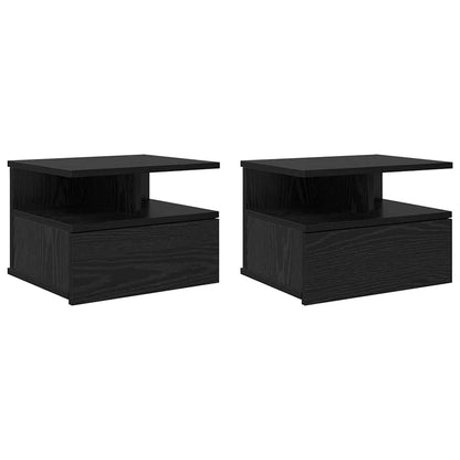 Flytande Nattduksbord med låda 2 pcs Svart Ek 40 x 31 x 28 cm