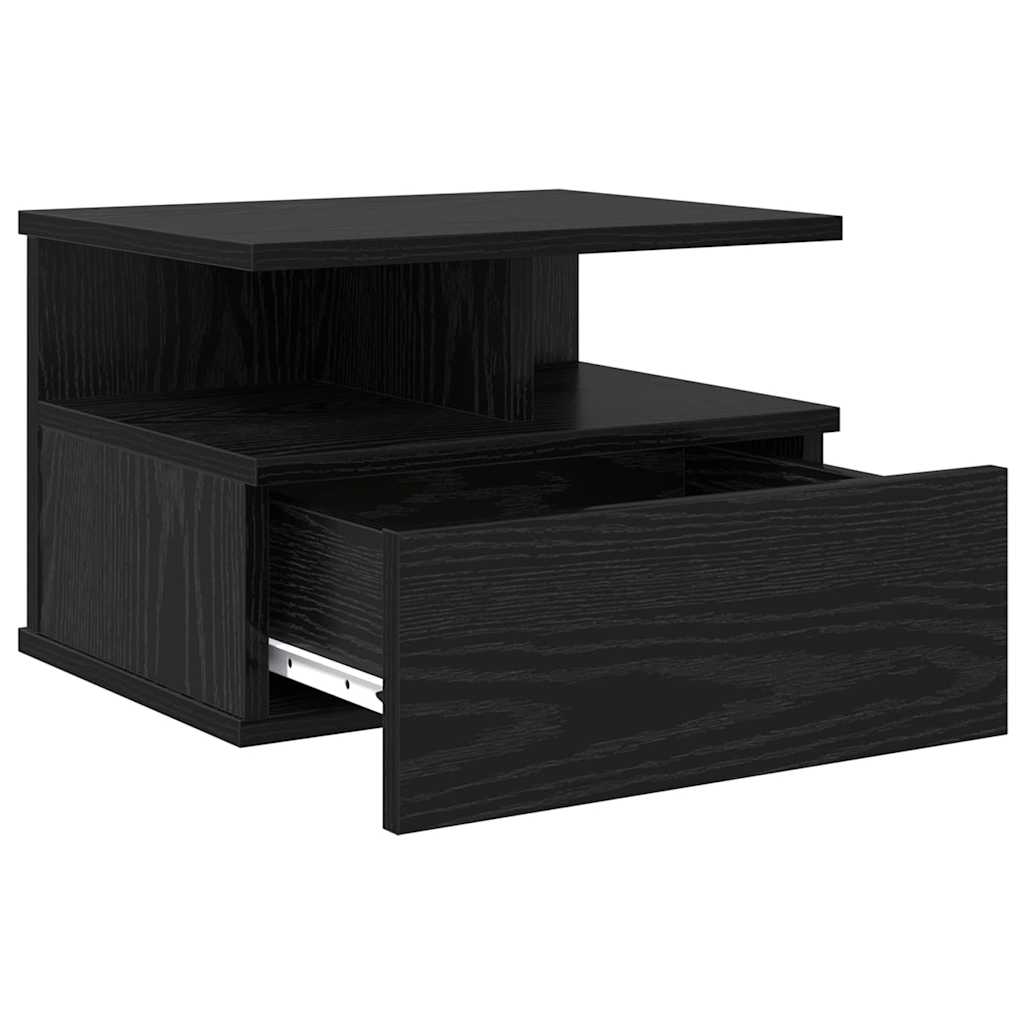 Flytande Nattduksbord med låda 2 pcs Svart Ek 40 x 31 x 28 cm