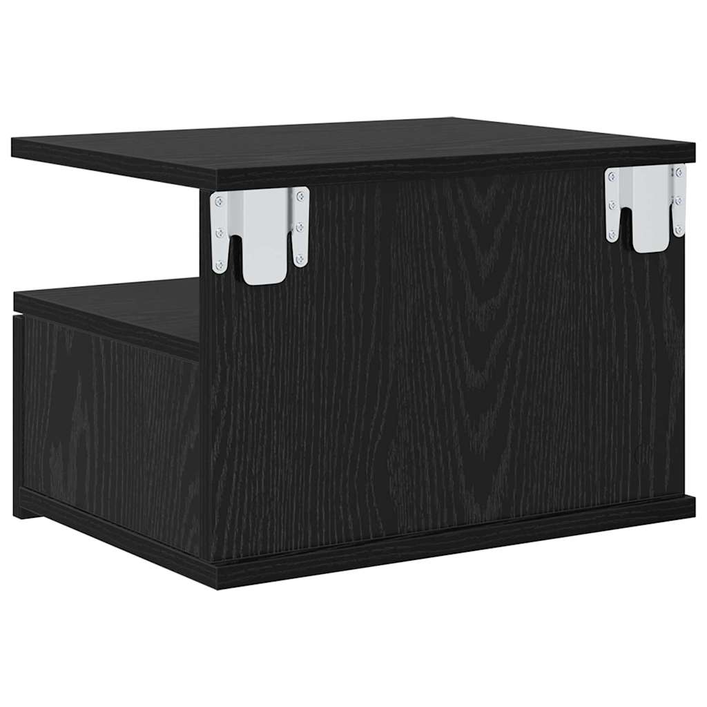 Flytande Nattduksbord med låda 2 pcs Svart Ek 40 x 31 x 28 cm