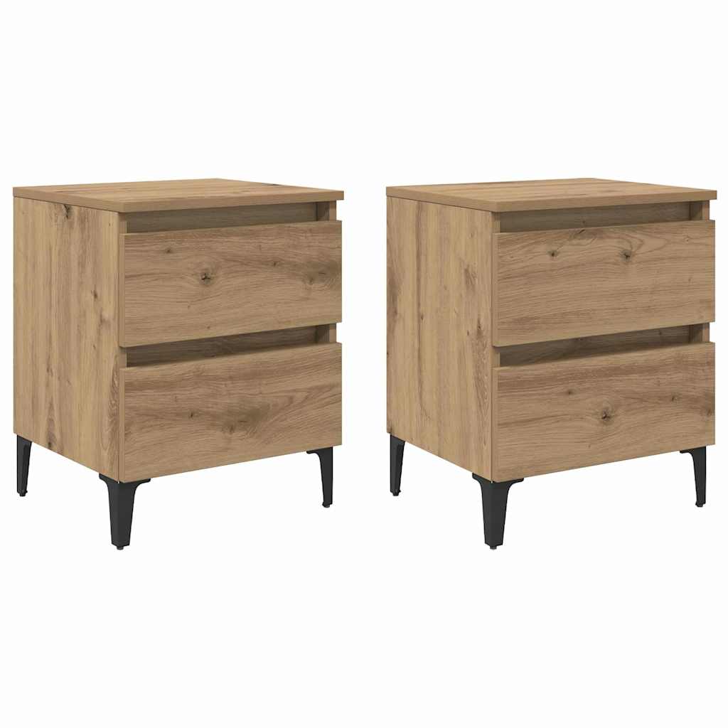 Nattduksbord 2 pcs artisan ek 40 x 35 x 50 cm Konstruerat trä