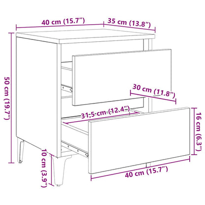 Nattduksbord 2 pcs artisan ek 40 x 35 x 50 cm Konstruerat trä