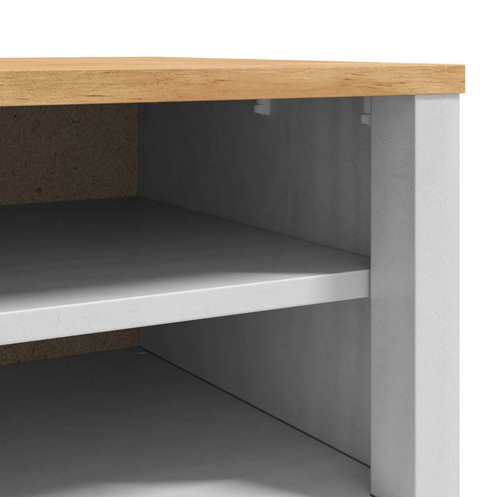 Hallbänk med låda med hylla Vit 115 x 40 x 45 cm Massiv furu