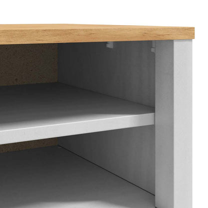 Hallbänk med låda med hylla Vit 115 x 40 x 45 cm Massiv furu