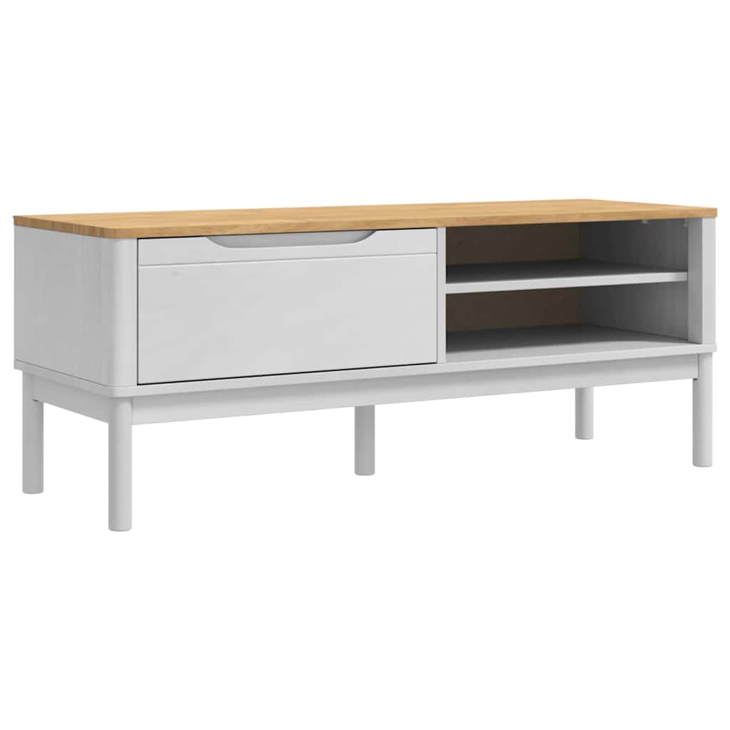 Hallbänk med låda med hylla Vit 115 x 40 x 45 cm Massiv furu