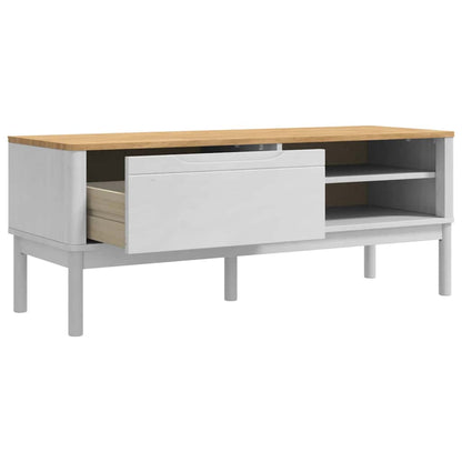 Hallbänk med låda med hylla Vit 115 x 40 x 45 cm Massiv furu
