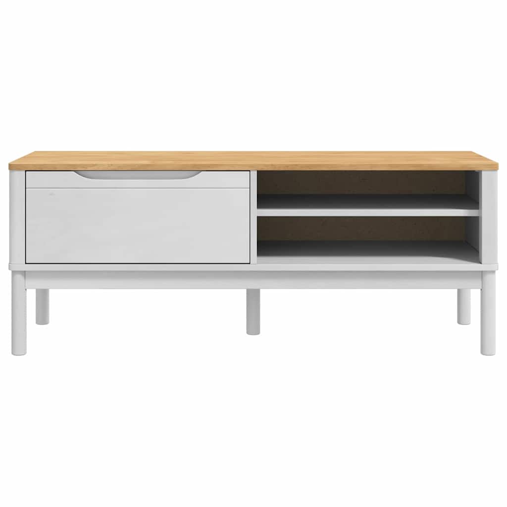 Hallbänk med låda med hylla Vit 115 x 40 x 45 cm Massiv furu