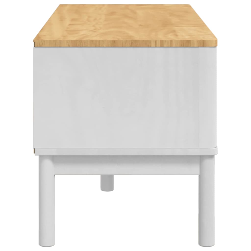 Hallbänk med låda med hylla Vit 115 x 40 x 45 cm Massiv furu