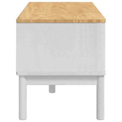 Hallbänk med låda med hylla Vit 115 x 40 x 45 cm Massiv furu
